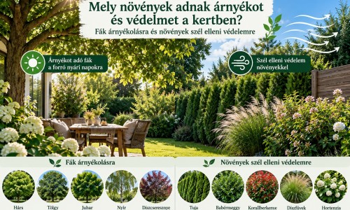 Mely növények adnak árnyékot és védelmet a kertben? – Fák árnyékolásra és növények szél elleni védelemre